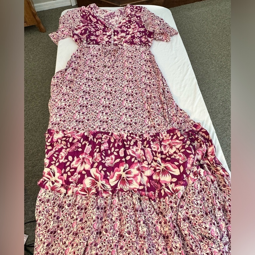 R Vivimos Dress Purple Tiered Floral Cottagecore Rimantic Feminine Size Small - Picture 11 of 11
